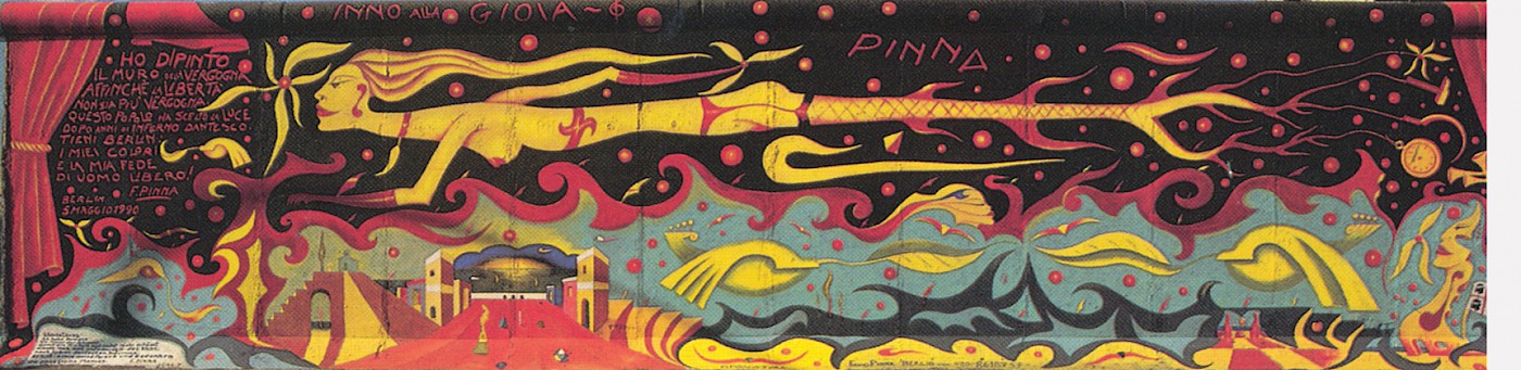 East Side Gallery: Fulvio Pinna, Hymne an die Freude, 1990 © Stiftung Berliner Mauer, postcard