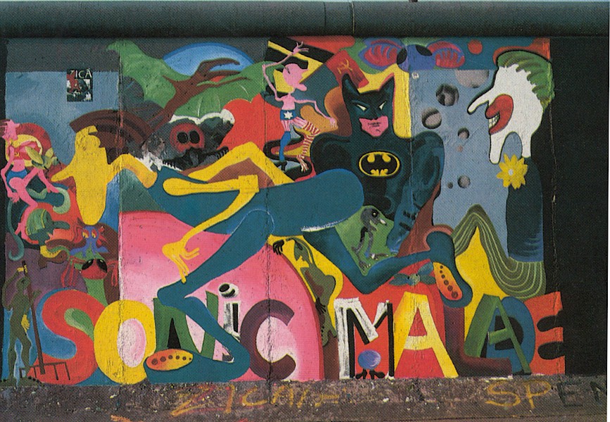 East Side Gallery: Greta Ida Csatlòs, Sonic Malade, 1990 © Stiftung Berliner Mauer, postcard