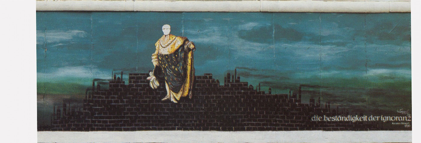 East Side Gallery: Karsten Wenzel, Die Beständigkeit der Ignoranz, 1990 © Stiftung Berliner Mauer, postcard