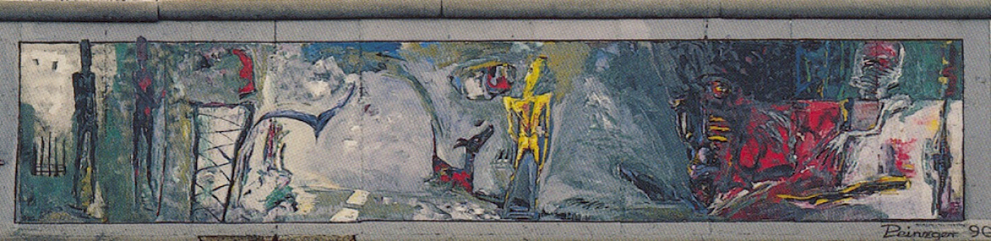 East Side Gallery: Peter Peinzger, Stadtmenschen, 1990 © Stiftung Berliner Mauer, postcard