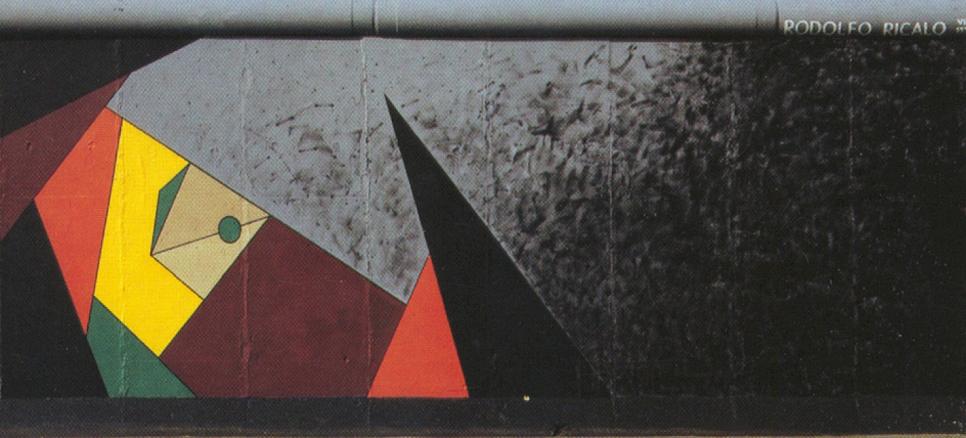 East Side Gallery: Rodolfo Ricalo, Vorsicht, 1990 © Stiftung Berliner Mauer, postcard