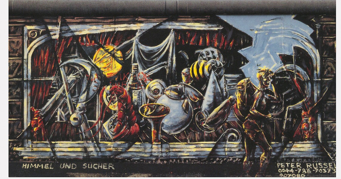 East Side Gallery: Peter Russell, Himmel und Sucher, 1990 © Stiftung Berliner Mauer, postcard