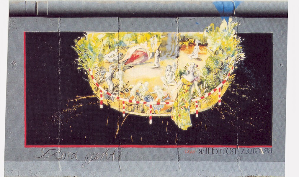 East Side Gallery: Brigida Böttcher, Flora geht, 1990 © Stiftung Berliner Mauer, postcard