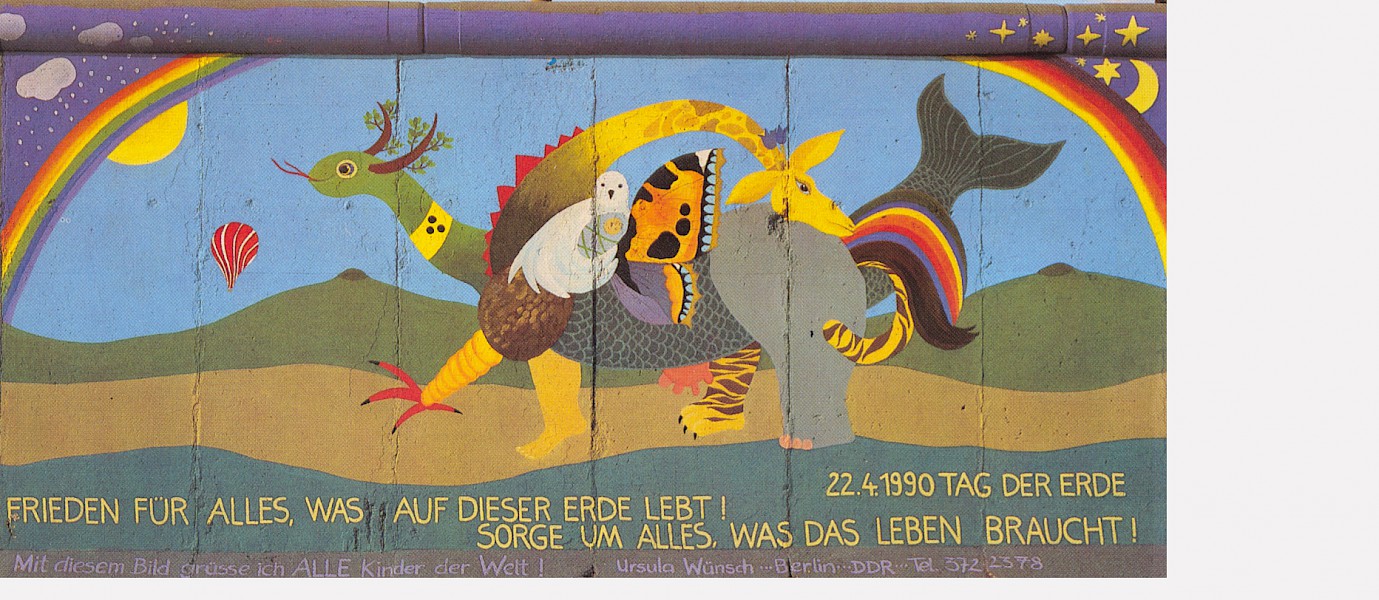 Ursula Wünsch, Frieden für Alles, 1990 © Stiftung Berliner Mauer, postcard