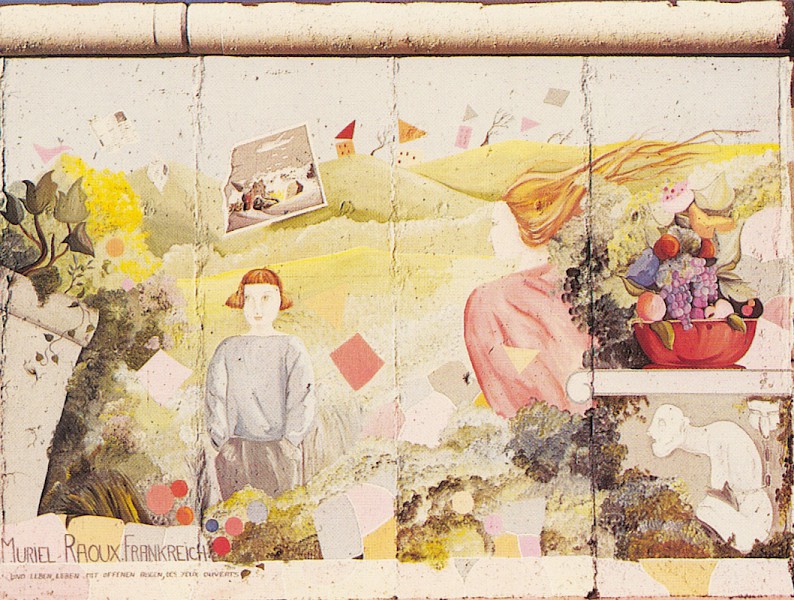 Muriel Raoux, Les Yeux Ouverts , 1990 © Stiftung Berliner Mauer, postcard