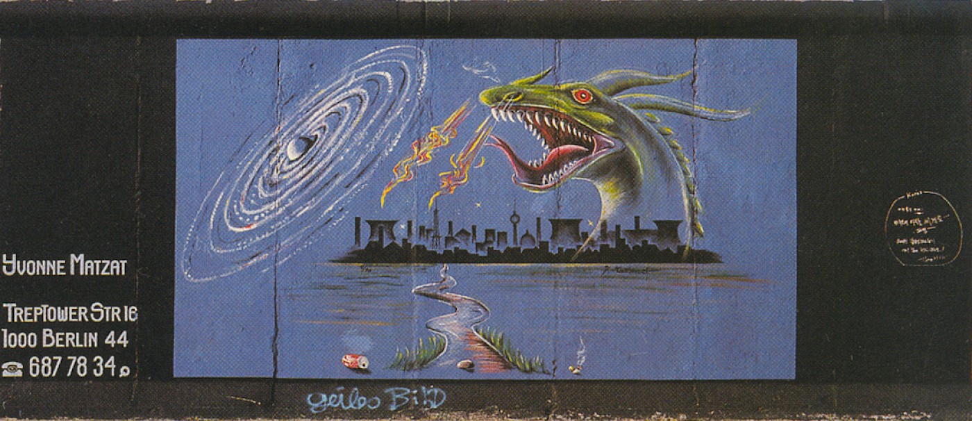 Yvonne Onischke (Yoma), Berlin bei Nacht, 1990 © Stiftung Berliner Mauer, postcard