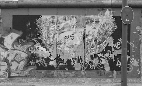Brigida Böttcher’s painting covered in graffiti, 1997