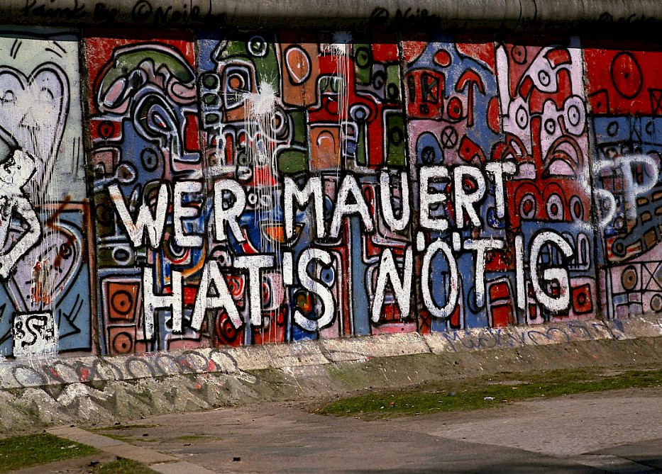 A painted section of Berlin Wall at Potsdamer Platz in Berlin-Kreuzberg, 1987