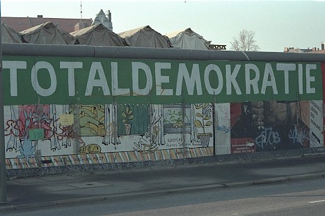 Nine artworks at the East Side Gallery were affected by the "Total Democracy" paint attack,1993