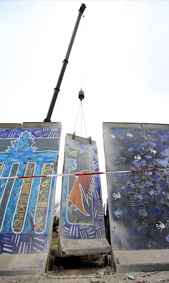 The painting Himlen over Berlin was moved into the park to make way for an access road to a high-rise residential building, 2013