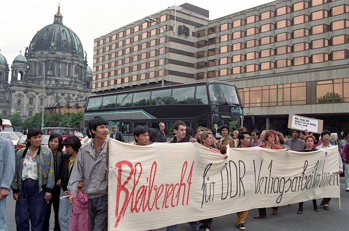 Former "Vietnamese contract workers" demonstrate for the right to remain in Germany, 1992