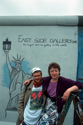 Christine MacLean with the artist Jens-Helge Dahmen, 1990
